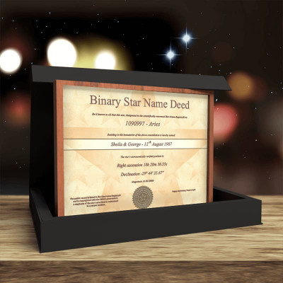 Personalised Name A Star Birthday Gifts For Mr & Mrs Binary Star Box Set 