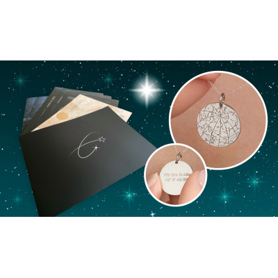 ’Silver Night’ Personalised Necklace of Your Star in the Sky