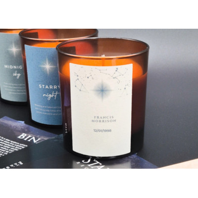 Set of 3 scented candles with your personalised star details
