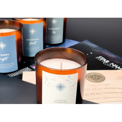 Set of 4 scented candles with your personalised star details