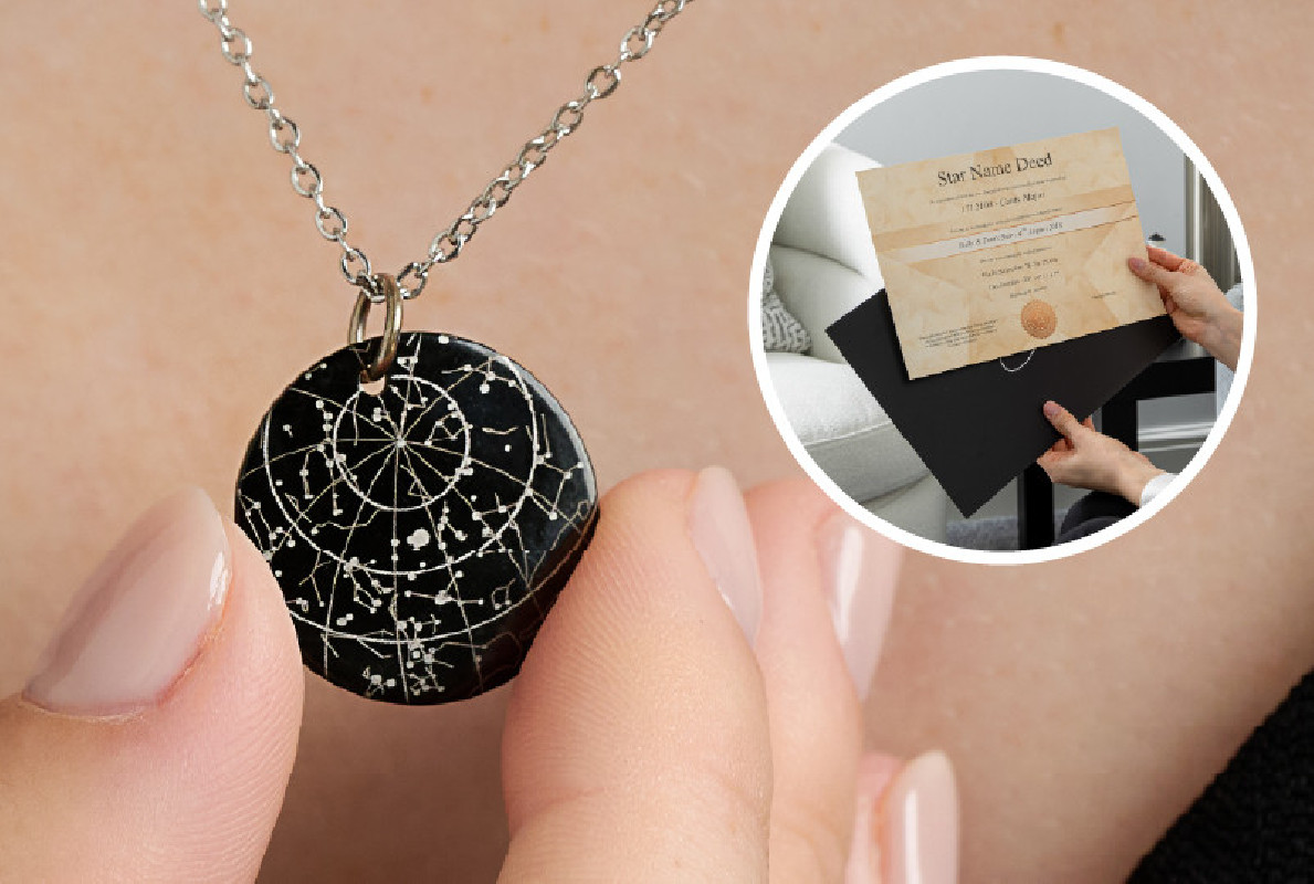 ’Black Night’ Personalised Necklace of Your Star in the Sky