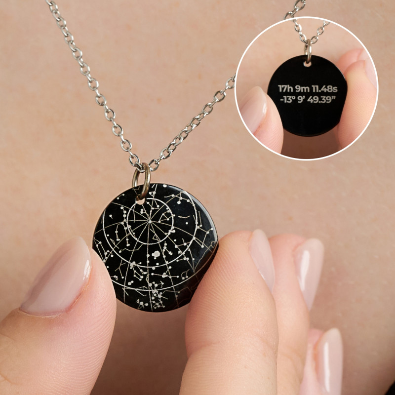 ’Black Night’ Personalised Necklace of Your Star in the Sky