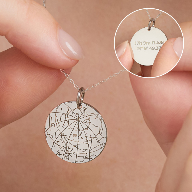’Silver Night’ Personalised Necklace of Your Star in the Sky