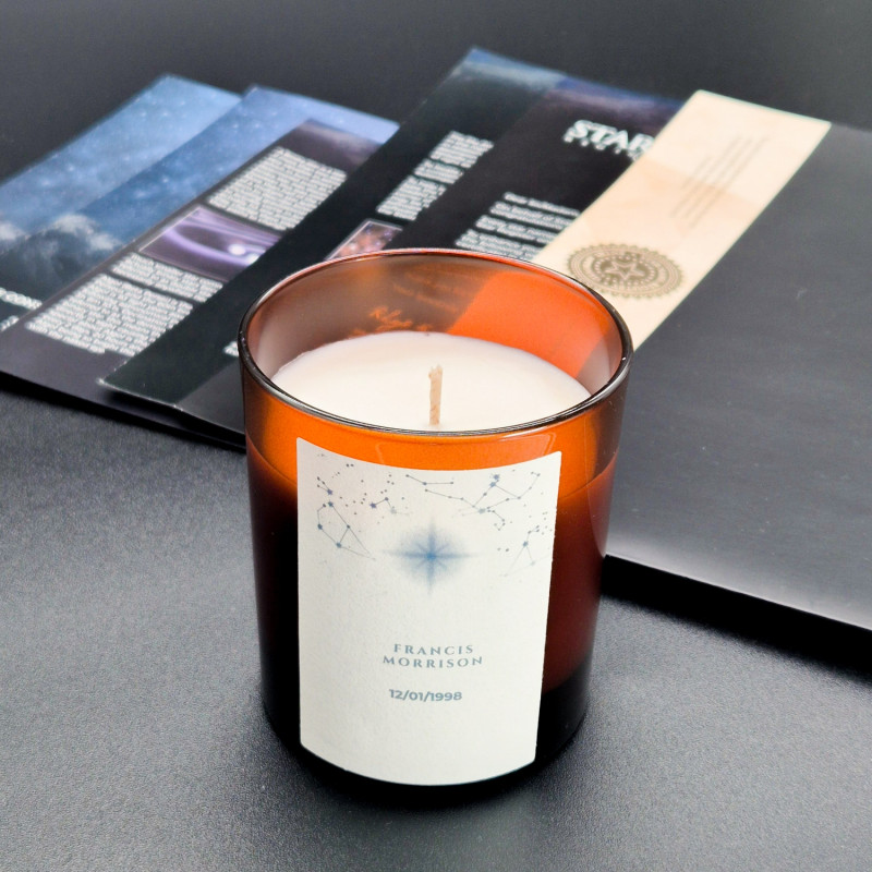 Scented candle with your personalised star details