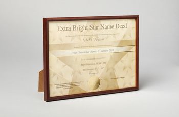 Star name registry certificate in wooden frame