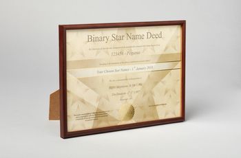 Star name registry certificate in wooden frame