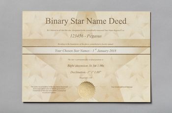 Star name registry binary star certificate