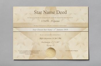 Star name registry standard star certificate